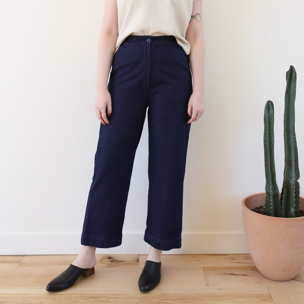 Straight Leg Pant Blue Cotton Denim